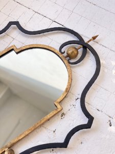 Modern Vintage Antique Gold Wall Mirror Black Wrought Aluminium with <b>Gilt</b> Metal <b>Frame</b> Accent Wall Mirror with Gold - Product Image 3