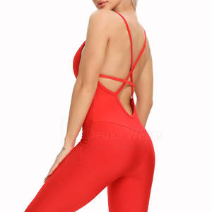 Mono de cintura media de secado rápido con logo personalizado para mujer, sin mangas, de poliéster, para fitness y ropa deportiva, precio mayorista - Product Image 6