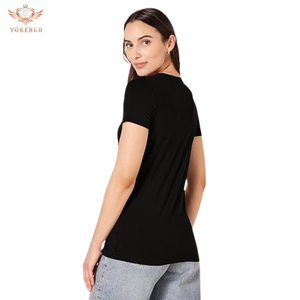 Camisetas de algodón 100% de gran tamaño para mujer, diseño personalizado de verano, cuello redondo, manga corta, camisetas informales ajustadas de talla grande, precio barato - Product Image 4