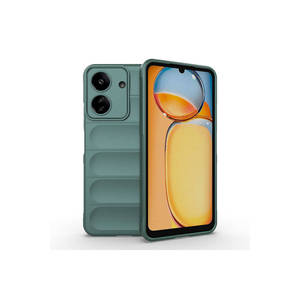 Coque Netzy Poco C65 en silicone TPU souple avec design ethnique, dos creux, vert foncé électroplaqué, antichoc - Product Image 1