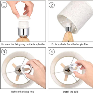 Phong Cách Bằng Gỗ Bảng Đèn Với Vải Bóng Râm Tương Thích Với E26 E27 Bóng Đèn Cho Phòng Ngủ Nghiên Cứu Và Phòng Khách Chiếu Sáng - Product Image 6