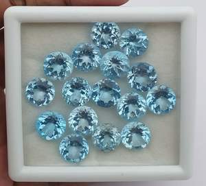 พลอยบุษราคัมสีฟ้าธรรมชาติชุดอัญมณีหลวม7ชิ้น10มม. 32ชิ้นตัดเหลี่ยมเพชรพลอยสำหรับทำเครื่องประดับสำหรับทำต่างหูจี้-ไวต่อความร้อน - Product Image 5