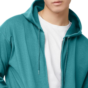 Sweat-shirt à capuche oversize en coton pour homme, avec impression personnalisée sur la fermeture éclair, broderie, technique de sublimation, motif de logo simple - Product Image 5