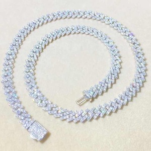 Collier en argent sterling avec lien cubain en moissanite certifiée IGI haut de gamme, diamants VVS, finition or blanc 14 carats, cadeau de mariage de luxe - Product Image 6