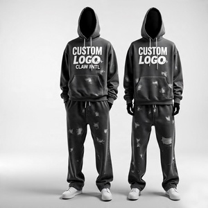 Nuevo fabricante de chándal holgado de moda, conjunto de chándales de algodón de alta calidad para hombre con sudadera con cremallera y pantalón, conjunto de dos piezas - Product Image 6