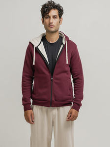 Sweat à capuche zippé tendance style sportif chaud pour l'hiver Meilleur prix Choix populaire Sweat à capuche doublé en polaire Vêtements d'extérieur Manteaux Homme - Product Image 3