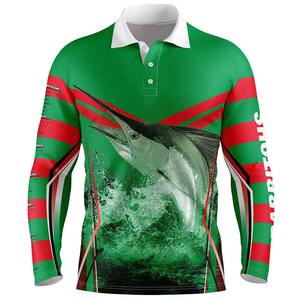 เสื้อโปโลแขนยาว200กรัมเสื้อตกปลาพิมพ์ลายโลโก้ที่กำหนดเองแบบแห้งเร็ว UPF 50 + - Product Image 1