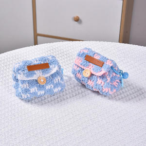 Crochet Checkerboard Plaid Rectangular Coin <b>Purse</b> Earphone Cover Dopamine-inspired Universal Storage Bag Gift - Product Image 6
