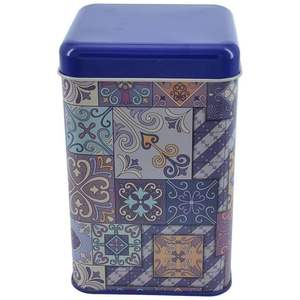 1.7L Slip Lid Purple Plaid Patterned Square Tin Box Recyclable Embossed for Food Candy Package-Plastic Paper - Product Image 2