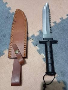 High Quality 15-Inch Premium Carbon Steel Knife with Unique Brown and Black <b>Leather</b> Cover Unique Handle - Product Image 2