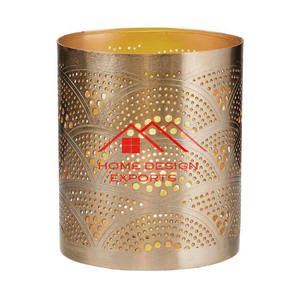 Bougeoir en métal doré fini en métal coulé en aluminium avec verre votif dernière conception maison salon décor de table utilisation - Product Image 3