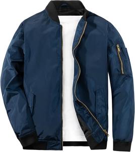 Vestes de baseball coupe ajustée pour hommes avec fermeture éclair coupe-vent décontracté à col montant Streetwear Hip Hop Bomber Coat vêtements d'extérieur - Product Image 1