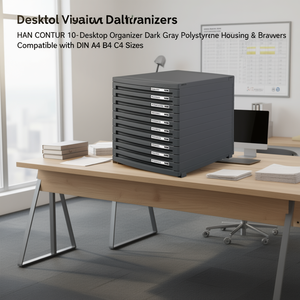 HAN CONTUR 10-<b>Drawer</b> Desktop Organizer Dark Gray Polystyrene Housing & <b>Drawers</b> Compatible with DIN A4 B4 C4 Sizes - Product Image 3