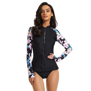 Meilleure nouveauté : Maillot de bain anti-UV UPF50 à manches longues pour femme, couleur unie, séchage rapide, respirant, très demandé - Product Image 3