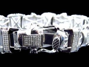 Diamante de moissanita redondo estilo Hip Hop en pulsera de plata esterlina S925 para regalo de hombres - Product Image 2