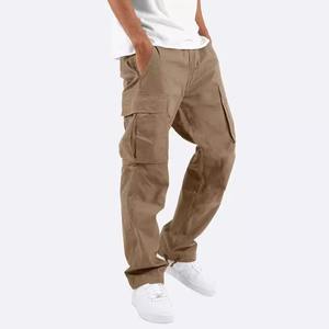 Men Cargo Pants Style Multi Pocket Joggers with Drawstring Cuffs Casual Streetwear Trousers for Outdoor - Product Image 4