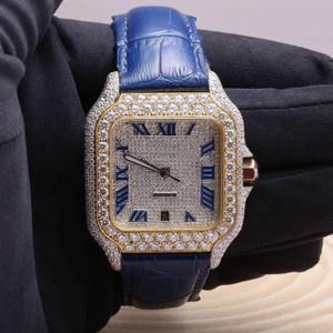 Montre chronographe unisexe en acier inoxydable avec quartz taillé en moissanite VVS, cadran analogique saisissant, mode hip-hop avant-gardiste - Product Image 6