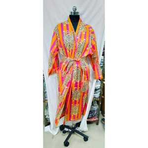 Bata de Baño con Estampado Floral de Jaipur, Tejido Suave, para Familias, Talla Única, Cierre con Cordón, Personalizable, para Usar en Casa en Verano - Product Image 1