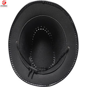 Nouveaux chapeaux en cuir de vache Cowboy personnalisés hommes en plein air tirer vers le haut chapeaux en cuir de vache plaine unisexe meilleure vente chapeaux à bas prix - Product Image 3