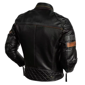 Chaqueta de Cuero Larga Personalizada para Hombre o Chaqueta de Cuero Natural Estilo Motociclista para Primavera/Otoño, Color Personalizado, 100% Cuero - Product Image 2