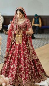 DESIGNER HEAVY EMBROIDERY on BRIDAL <b>BLOUSE</b> ,LEHENGA & DUPATTA WITH EMBELLISHED CRYSTAL GLASS BEADS,DABKA WORK for WEDDING @ 2024 - Product Image 2