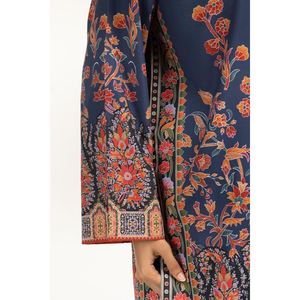 Ensemble coordonné bohème imprimé en tissu crêpe bleu marine pour femmes, tenue en 2 pièces avec design sans col, taille 3XL - Product Image 5