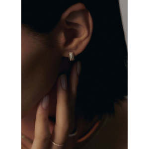 Solis Ribbed Pav Diamond Hoop <b>Earrings</b> Luxurious Diamond Jewelry - Product Image 2