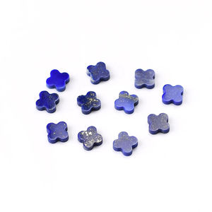 Pierres précieuses naturelles de Lapis Lazuli de haute qualité trèfle à quatre feuilles bleu Double face plat lâche pierre précieuse coupée en gros - Product Image 2