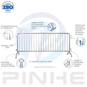 Temporary Steel Galvanized Rustproof <strong>Crowd</strong> <strong>Control</strong> <strong>Barrier</strong> Easily Assembled 4ft Outdoor Safety Fence - Product Image 4