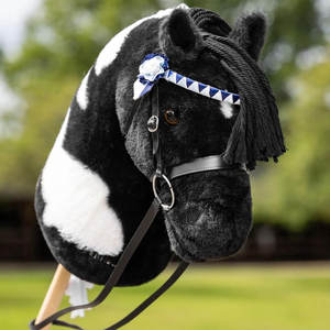 Hobby Horse Showing Bridle Black Premium Faux Leather Juego de juguetes educativos con Show Brow Band Breeches Buckled Reins - Product Image 6