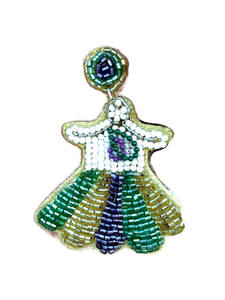 2023 nuevos pendientes de Mardi Gras, pendientes de cuentas bordados hechos a mano con hojas coloridas, joyería de moda de tres colores - Product Image 4