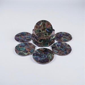 Bào Ngư Vỏ Đá Coaster 6 miếng Bàn cà phê bàn ăn bàn hiện đại đế lót ly tân gia Món quà trang trí bằng đá cẩm thạch - Product Image 4