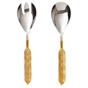 Utensilios Cuchara de metal Cuchara Herramienta de cocina Diseño Cuchara Espátula Ensalada Pasta Hogar Lavavajillas mango de latón - Product Image 2