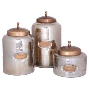 Juego de botes de cobre pulido con acabado brillante y fácil agarre de tapa que ofrece forma y función en el diseño de su cocina - Product Image 1