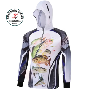 Camiseta con Capucha de Pesca Unisex de Talla Grande, Personalizada, Profesional, Sublimada, Transpirable, Anti-UV, de Secado Rápido, 100% Poliéster - Product Image 3