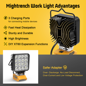 48 Wát 4800LM <span class=keywords><strong>LED</strong></span> làm việc ánh sáng tương thích với Dewalt 20V pin không dây làm việc ánh sáng 140 ° điều chỉnh góc lũ ánh sáng - Product Image 4