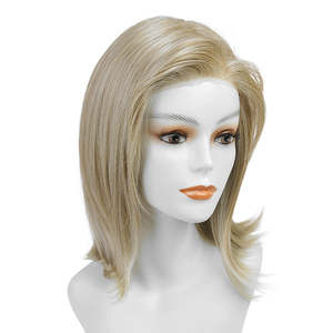 OFERTA DE LIQUIDACIÓN Madeline-DWY Peluca Sintética Lisa y Sedosa de 12 Pulgadas para Mujer, Sin Pegamento, con Frente de Encaje Mono, Parte Libre, Largo hasta los Hombros - Product Image 3