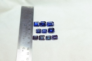 Lab Created Blue Sapphire et Alexandrite 10 pièces Faceted Emerald cut Synthetic - Product Image 5