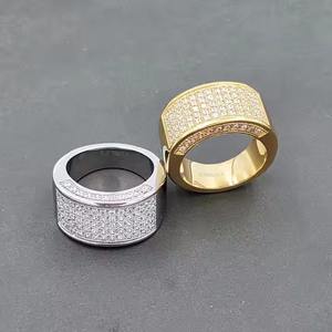 Wholesale Best Selling 14k White Gold <b>Ring</b> Hip Hop Jewelry Micro Paved S925 Cubic round Shape Brass <b>Men</b> Diamond <b>Ring</b> <b>for</b> <b>Men</b> - Product Image 1