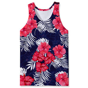 Camiseta sin Mangas de Alta Calidad para Hombre, con Estampado Floral por Sublimación, Diseño Personalizado, para Gimnasio, Entrenamiento, Playa, Verano - Product Image 6