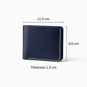 Portefeuille en cuir véritable pour homme, nouveau design, pliable et fin, avec impression sur le devant - Product Image 2