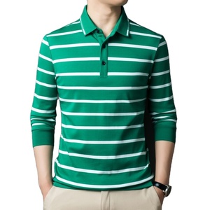 <b>Men's</b> <b>Red</b> Navy Beige Striped Long Sleeve Knitted <b>Polo</b> <b>Shirt</b> Casual Regular Fit - Product Image 3
