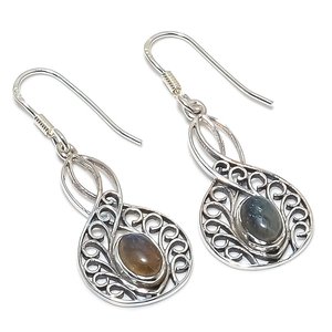 Boucles d'oreilles élégantes en argent sterling 925 avec pierres précieuses Labradorite naturelle Boucles d'oreilles Boho faites à la main pour fabricant - Product Image 1