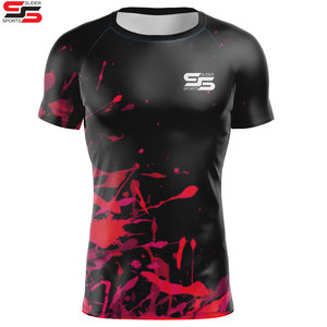T-shirt de compression à manches courtes personnalisé avec logo de surf MMA BJJ, rashguard sublimé de Jiu Jitsu, créez votre propre rashguard personnalisé - Product Image 3