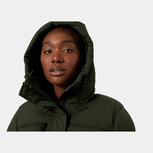 High Quality Street Fashion Women's Winter Puffer Jacket Long Hooded with Stand Collar <b>Quilted</b> and Breathable Woven Method - Product Image 3