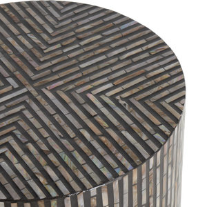 Mesa de Centro Moderna de Alta Calidad en Negro y Gris con Base de Metal y Superficie de Nácar para Uso en Hogar y Hotel - Product Image 3