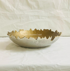 Bol de service décoratif en aluminium pour la cuisine à la maison, bords cassés, argent et or, hôtels et dessus de table, bol à mélanger Offre Spéciale bol à fruits - Product Image 2