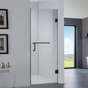 मैट काले स्विंग फ्रेमलेस सिंगल स्टेनलेस स्टील हिंग ग्लास शॉवर दरवाजा - Product Image 2