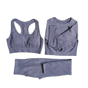 2025 nuevos conjuntos de entrenamiento para mujer con patrón sólido Pop, ropa de gimnasio de alta calidad, camisetas y pantalones de Yoga - Product Image 1