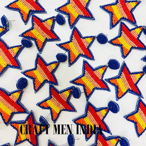 Custom Handcrafted Gameday Football Seed Beaded <b>Stud</b> Earrings Unique Gold Jewelry Featuring Team Colors and Party Designs - Product Image 1